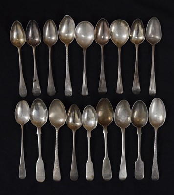 Lot 233 - Quantity of silver teaspoons to include six Georgian bright-cut examples