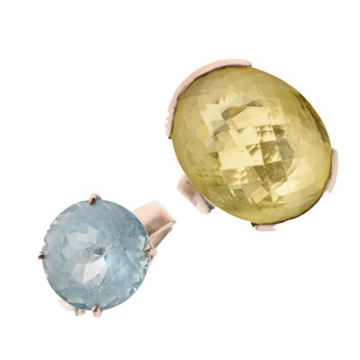 Lot 64 - Two silver dress rings, each set a large faceted stone