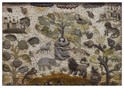 Lot 61 - Mid 17th century stumpwork panel