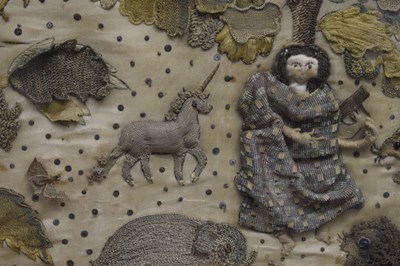 Lot 61 - Mid 17th century stumpwork panel