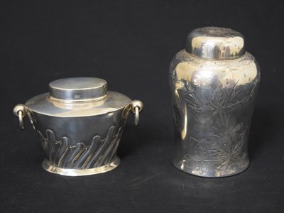 Lot 208 - Edward VII silver tea caddy, and an American sterling tea caddy by Whiting Manufacturing Company