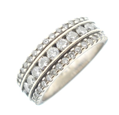 Lot 12 - Diamond three-row dress ring