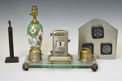Lot 342 - 1930s chrome and glass desk stand