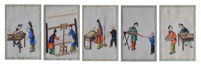 Lot 540 - Five 19th century Chinese watercolours on pith paper