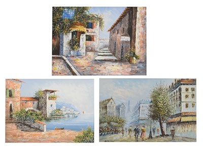 Lot 621 - Three 20th or 21st century Continental School - Oil on canvas