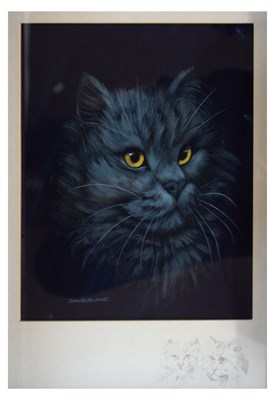 Lot 664 - David Blake (Bristol Savages) - Watercolour/Gouache - Study of a cat