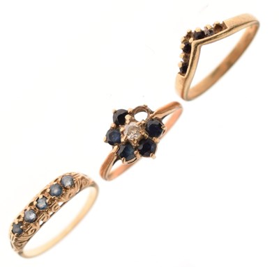 Lot 35 - Three 9ct gold dress rings