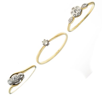 Lot 33 - Three various 18ct gold diamond set rings