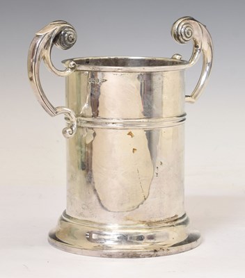 Lot 75 - George V silver wine cooler or bottle stand of cylindrical form