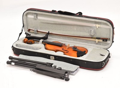 Lot 340 - Hidersine Vivente four string violin with case, bow and adjustable tripod stand