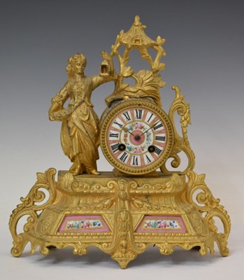 Lot 740 - Late 19th century French gilt metal mantel clock
