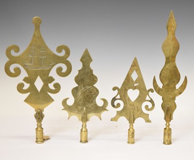 Lot 355 - Four West Country Friendly Society brass staff heads