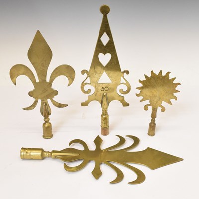 Lot 352 - Four West Country Friendly Society brass staff heads