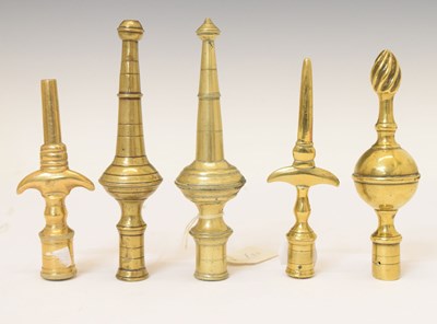 Lot 357 - Four West Country Friendly Society brass staff heads