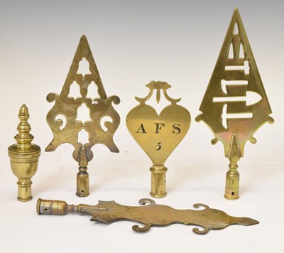 Lot 358 - Five West Country Friendly Society brass staff heads