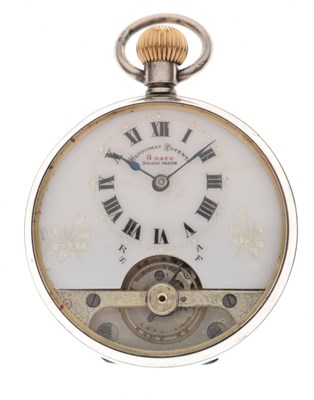 Lot 130 - Silver 'Hebdomas' 8 day open face pocket watch, circa 1915