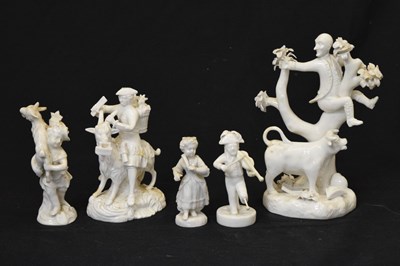 Lot 333 - Five pieces of Blanc de Chine German/Continental figures