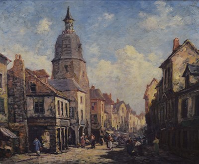 Lot 615 - Continental School, 19th century - Oil on board - Street scene