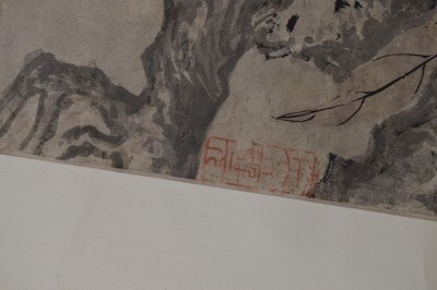 Lot 249 - Chinese watercolour scroll painting depicting foliage and fruit