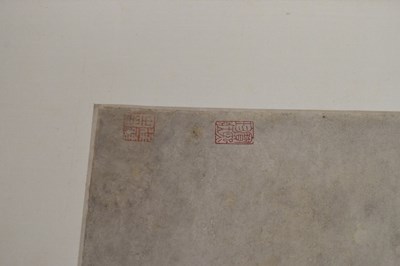 Lot 249 - Chinese watercolour scroll painting depicting foliage and fruit