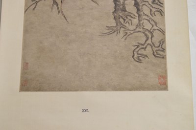 Lot 249 - Chinese watercolour scroll painting depicting foliage and fruit