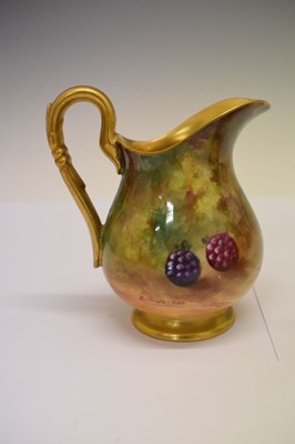 Lot 339 - George V Royal Worcester porcelain fruit-painted coffee pot, cream jug and sugar basin