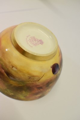 Lot 339 - George V Royal Worcester porcelain fruit-painted coffee pot, cream jug and sugar basin