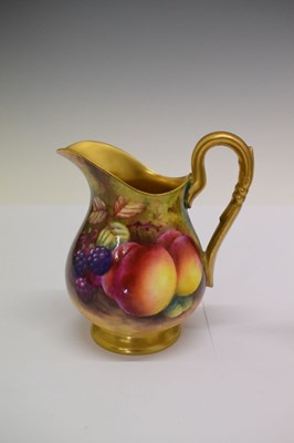 Lot 339 - George V Royal Worcester porcelain fruit-painted coffee pot, cream jug and sugar basin