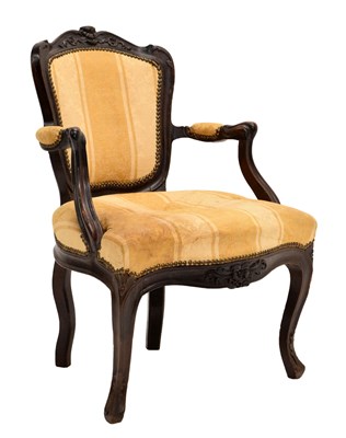 Lot 498 - 19th century Portuguese shield back open fauteuil