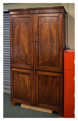 Lot 719 - Early 19th Century inlaid mahogany double wardrobe