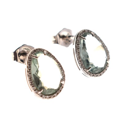 Lot 78 - Pair of fluorite and diamond ear studs