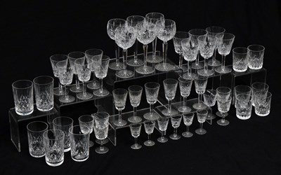 Lot 285 - Suite of 'Lismore' pattern Waterford cut crystal glass for six place settings