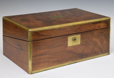 Lot 223 - Victorian brass bound walnut writing box