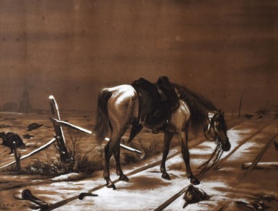 Lot 451 - G.M.K. (Late 19th century) - Pastel - Horse on a track