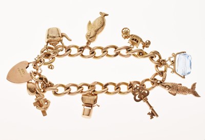 Lot 73 - 9ct gold curb link charm bracelet