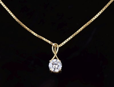 Lot 36 - Single stone diamond pendant on chain