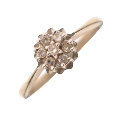 Lot 1 - Diamond cluster ring, the white metal mount stamped '18ct'