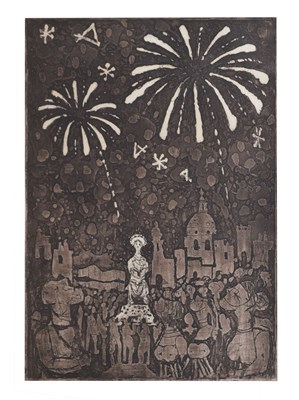 Lot 490 - Julian Trevelyan (1910-1988) - Limited edition etching - ‘Carnival’ (from the 'Malta Suite', 1959)