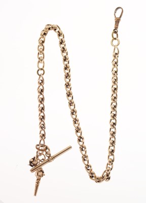 Lot 67 - Unmarked yellow metal Albert watch chain