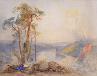 Lot 578 - James Baker Pyne (1800-1870) - Watercolour - 'Westward evening view’