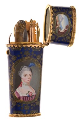 Lot 127 - Good early George III South Staffordshire enamel etui, circa 1770