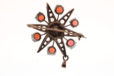 Lot 28 - Victorian garnet and white stone pendant brooch, starburst