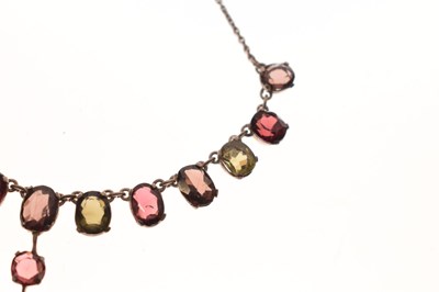 Lot 51 - Early 20th century tourmaline white metal fringe necklace