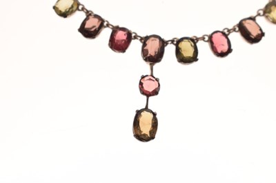Lot 51 - Early 20th century tourmaline white metal fringe necklace