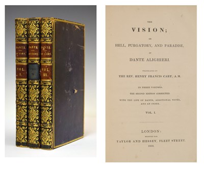 Lot 279 - Alighieri, Dante - 'The Vision; Or Hell, Purgatory, and Paradise' - Three Volumes, 1819