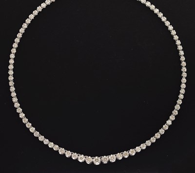 Lot 24 - Diamond platinum line necklace
