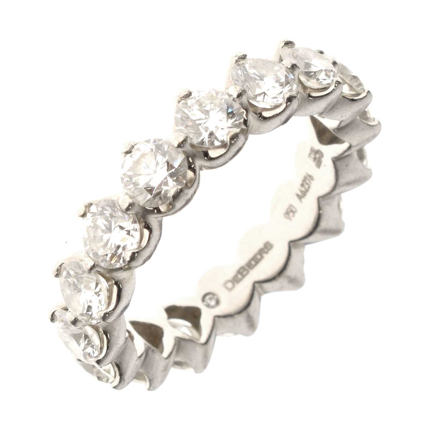 Lot 9 - De Beers Allegria diamond platinum full eternity ring