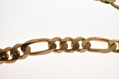 Lot 32 - Heavy gauge filed curb link yellow metal chain, stamped '14K Italy'