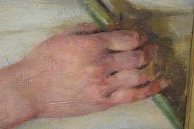 Lot 335 - Early 20th century English School - Oil on canvas - Three-quarter length portrait