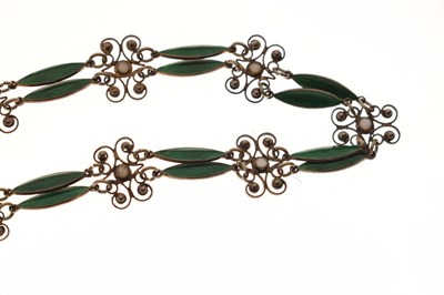 Lot 73 - Norwegian Marius Hammer white metal (950) and enamel necklace